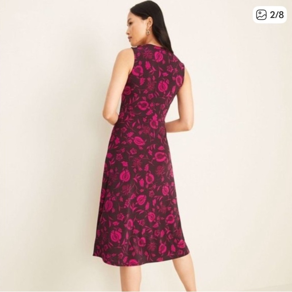 Ann Taylor Pink and Burgundy Floral Dress (Size M) - Picture 2 of 7